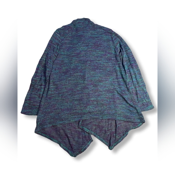 Cal Style Teal/Purple LightWeight Pointed Trim Cardigan, Size XL - Picture 2 of 6